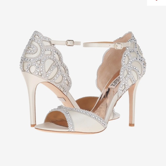 Badgley Mischka Roxy Ankle Strap Evening Shoes IVORY - Picture 7 of 16